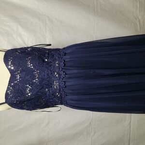 Elegant Navy Blue Lace Dress